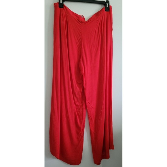 Coco Cabana Women's Asian Large Drk Orange Wide Leg Pants Pockets Tie Side Zip - Picture 2 of 8